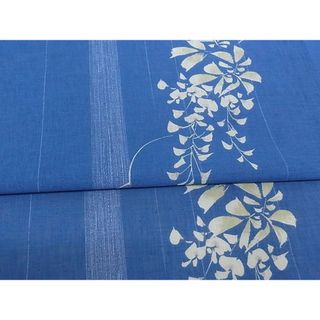 平和屋-こころ店■夏物 小紋 紗 蔦草文 黒地 銀糸 着丈151cm 裄丈62cm 正絹 逸品 A-ck4461