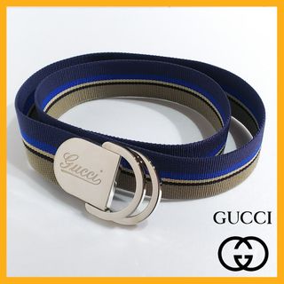 グッチ Dリング ベルト シェリーライン トリコロール キャンバス イタリア
