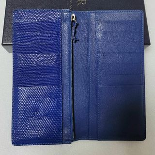 ジャンルソー 長財布 リザード 青 小銭入れ付きの通販 by haru's shop