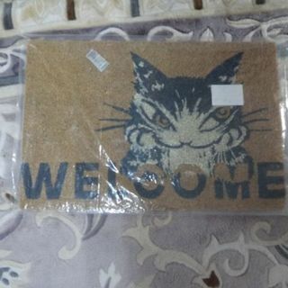 新品　コイヤーマット　ほおづえ　玄関マット　ブラウン　わちふぃーるど　ダヤン　猫(玄関マット)