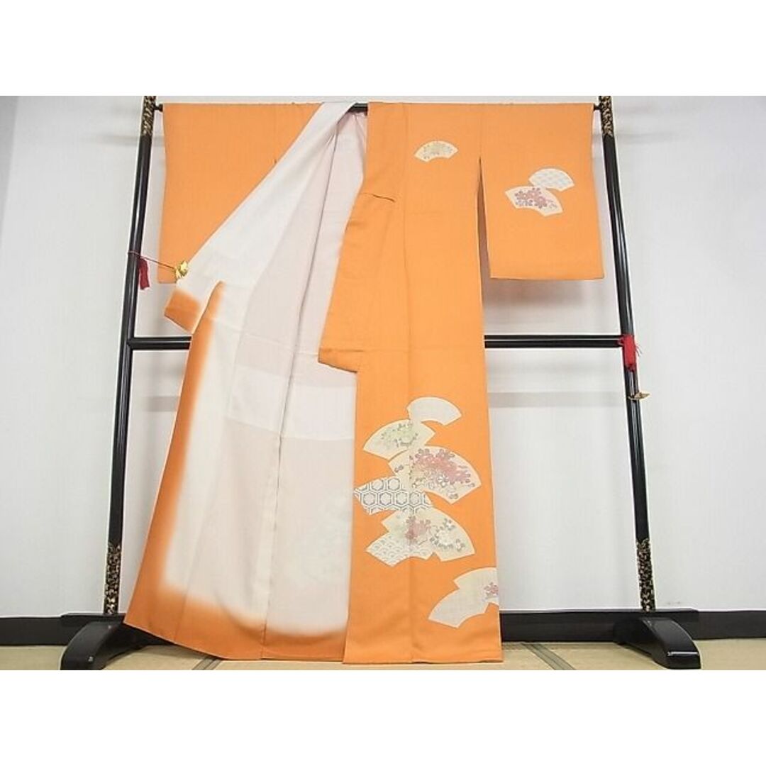 平和屋-こころ店■極上　小紋　南天文　金彩　着丈167cm　裄丈68cm　正絹　逸品　未使用　3kk1664