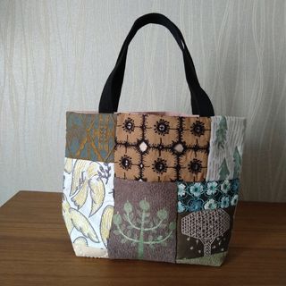 ハンドメイド パッチワーク ミニバッグ bag ミナペルホネン 生地 グリーン