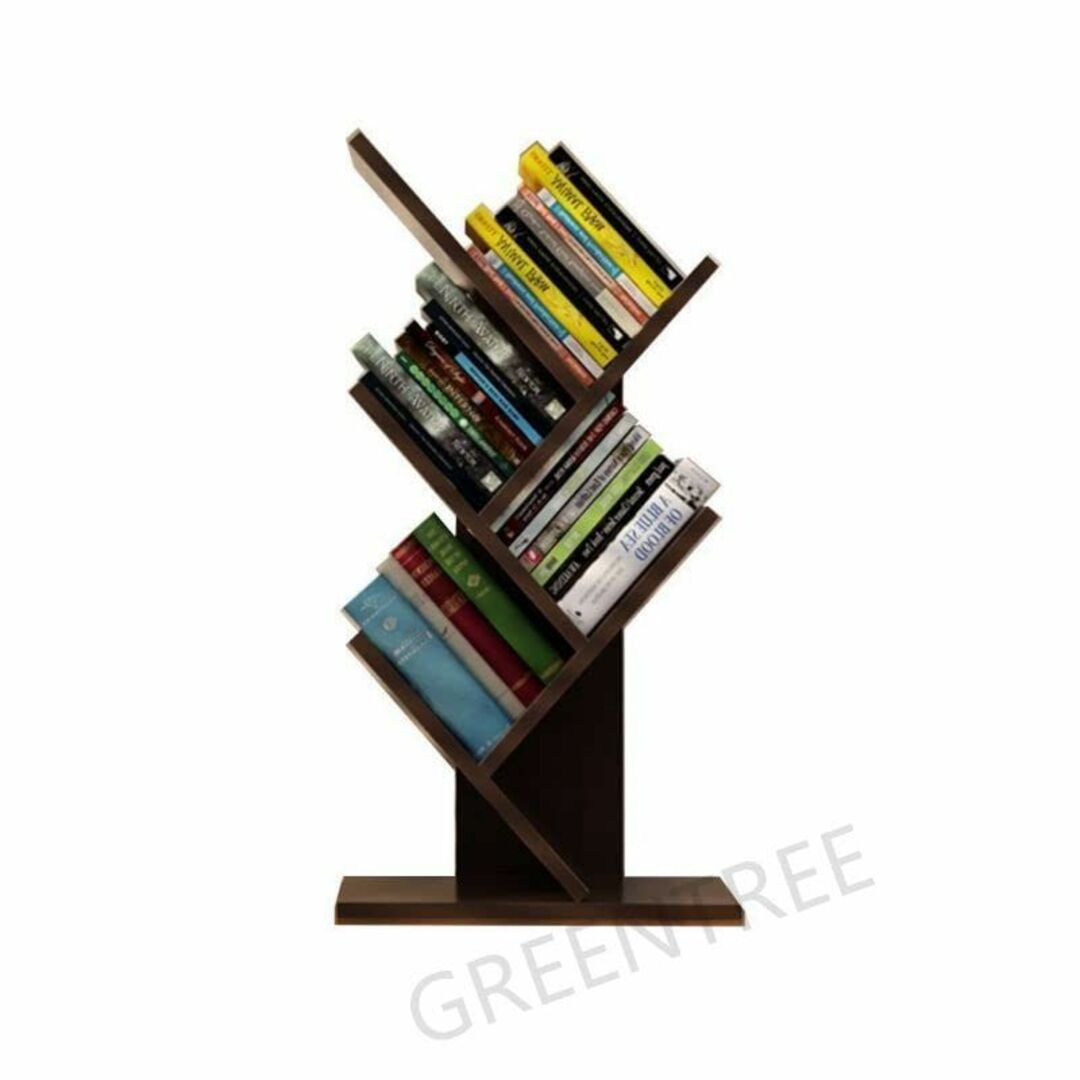 【色: ブラック】グリーンツリー ブックシェルフ 書棚 本棚 卓上 樹木型 オブ