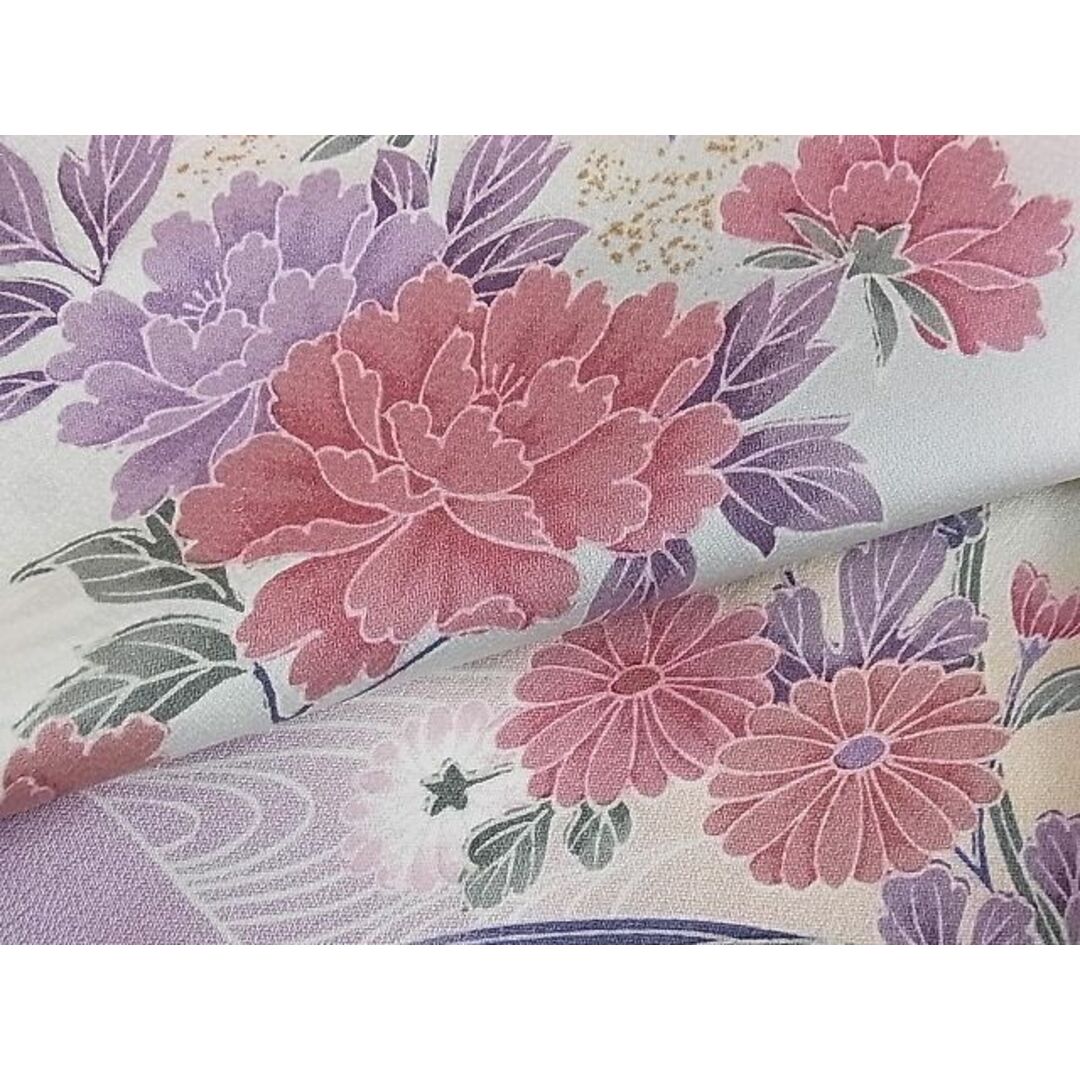 平和屋-こころ店■訪問着 孔雀花文 暈し染め 金彩 着丈160.5cm 裄丈64cm 正絹 逸品 A-ja4205