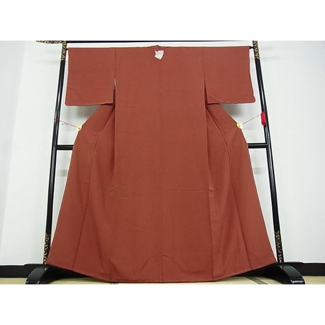 平和屋-こころ店■上質な色無地 柿渋色 着丈163.5cm 裄丈65cm 正絹 逸品 未使用 A-ja4204