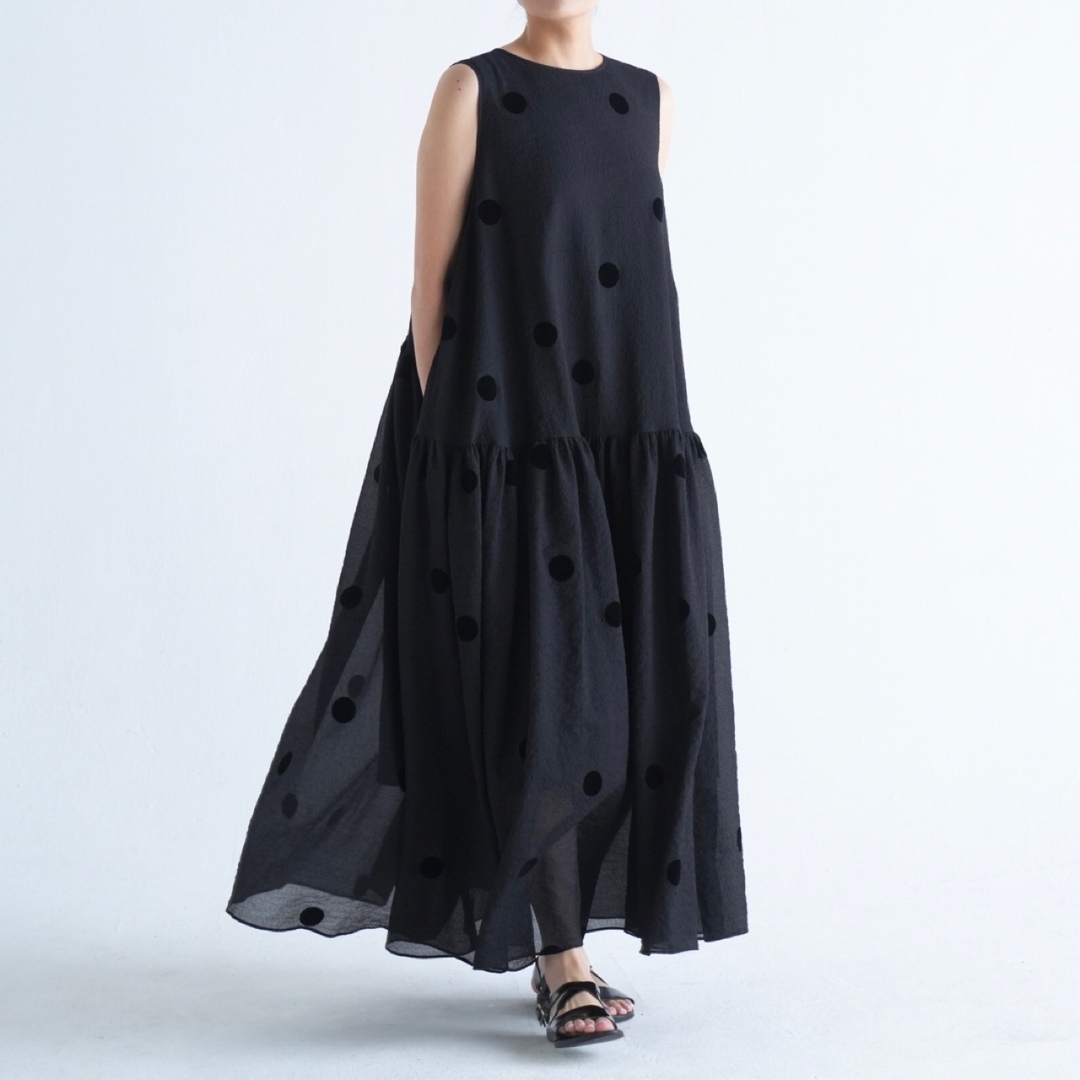 新品タグ付き】she tokyo nadia dot black - ロングワンピース/マキシ