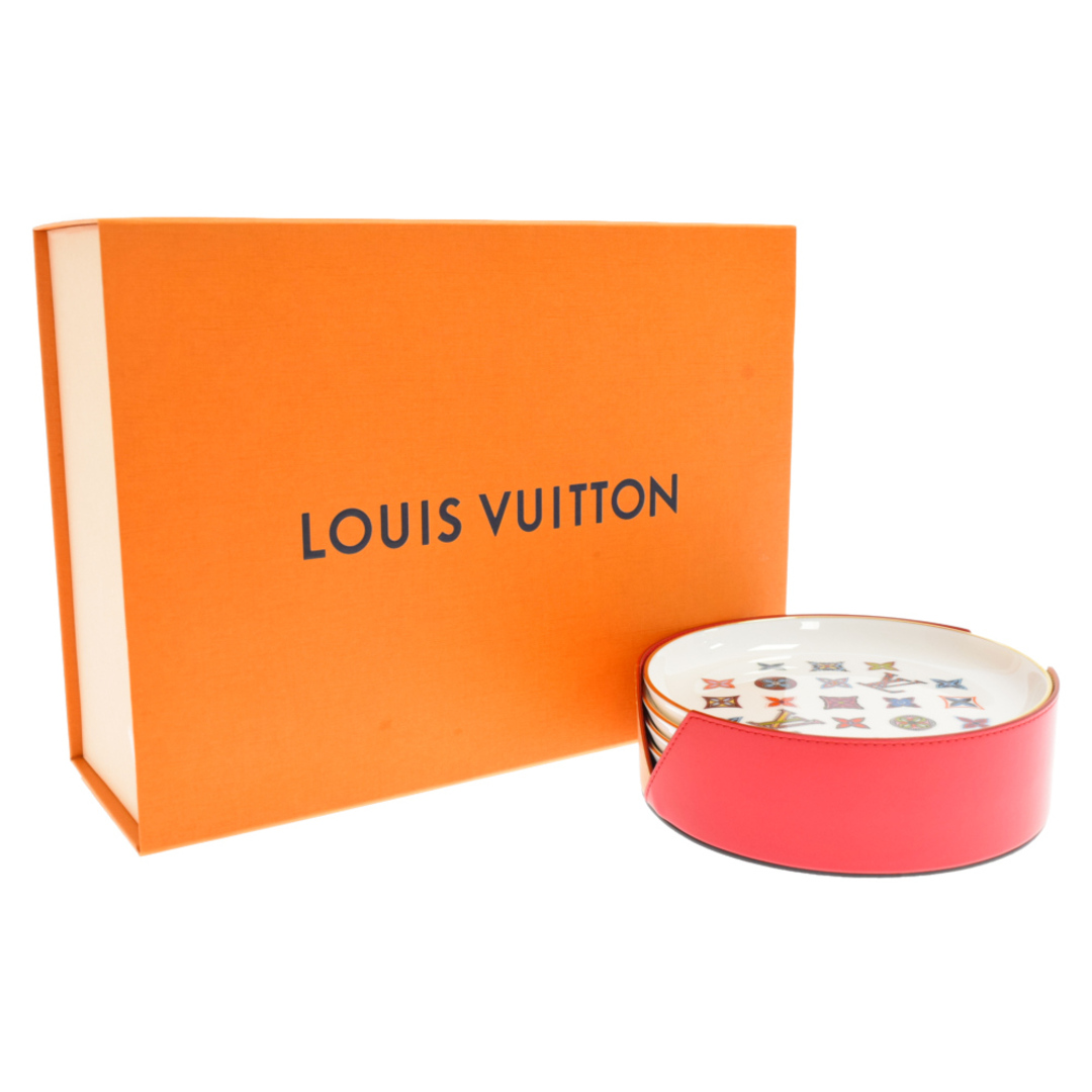 LOUIS VUITTON ルイヴィトン アシェット セット4 レザーケース付き 磁器プレート 食器 インテリア マルチカラー 5