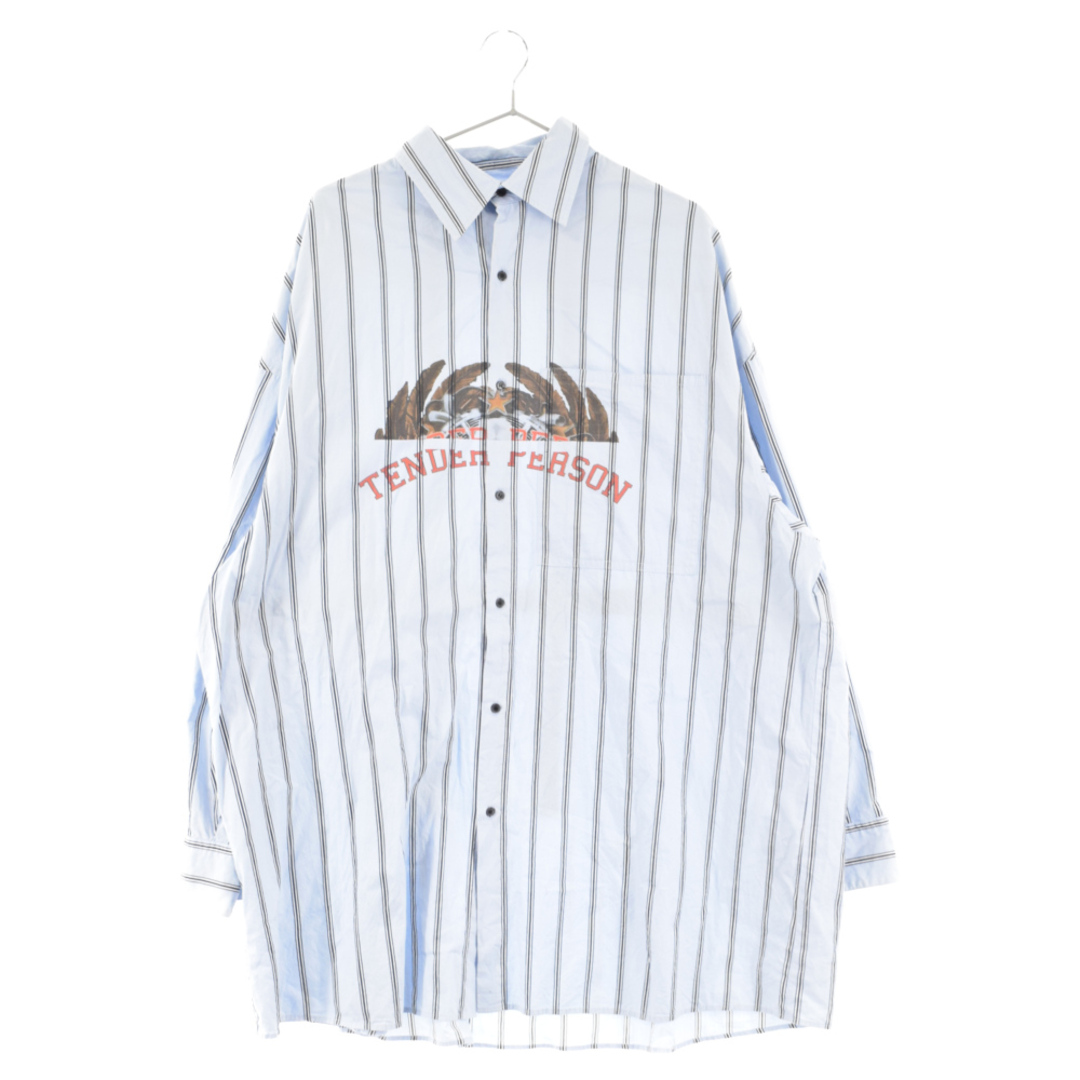 TENDER PERSON テンダーパーソン 20SS OVERSIZED DRESS SHIRT オーバーサイズフロントプリント長袖シャツ ブルー AD-TO-2235