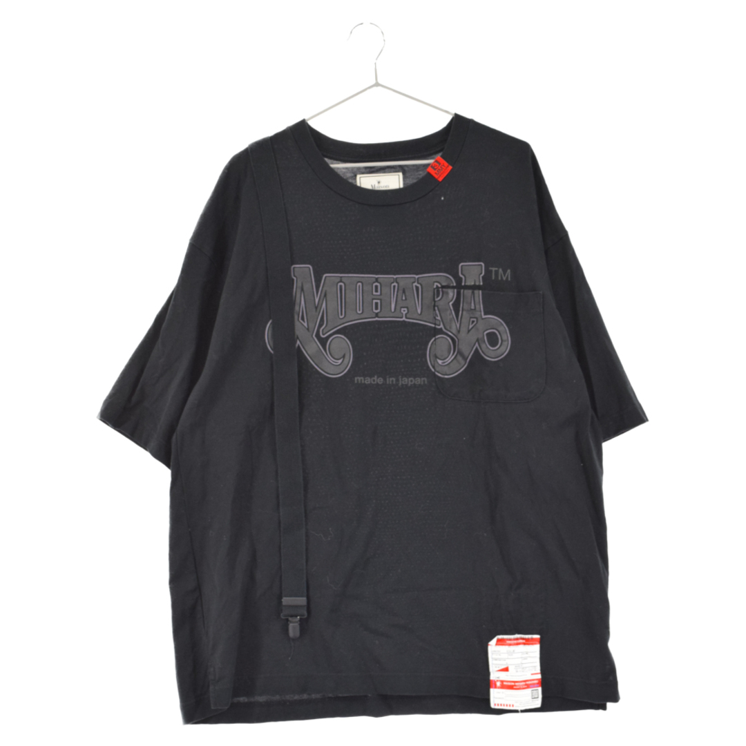 MIHARA YASUHIRO ミハラヤスヒロ 21SS suspendar T-shirt ロゴプリント クルーネック半袖Tシャツ ブラック A06TS662