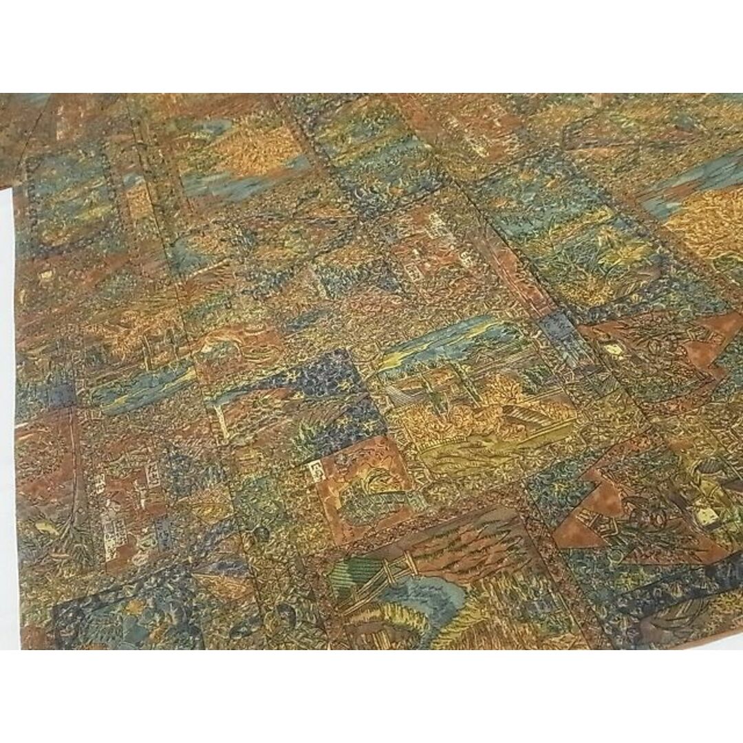 平和屋-こころ店■三代目更勝作 小紋 色紙重ね風景文 着丈148.5cm 裄丈62cm 正絹 逸品 B-ag4160 3