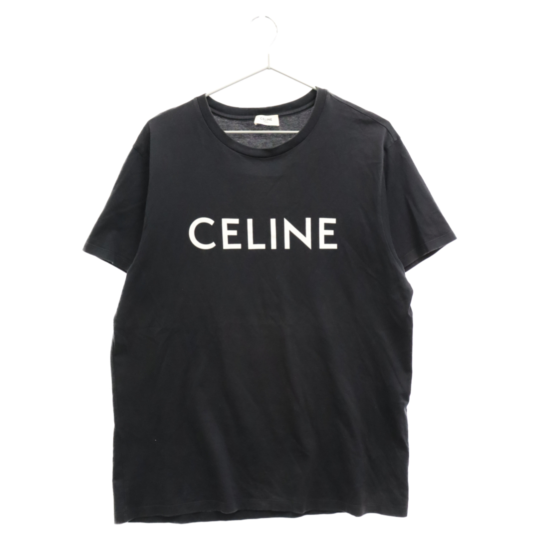 CELINE セリーヌ ロゴプリントデザインクルーネック半袖Tシャツ カットソー ブラック 2X308916G 半袖Tシャツ