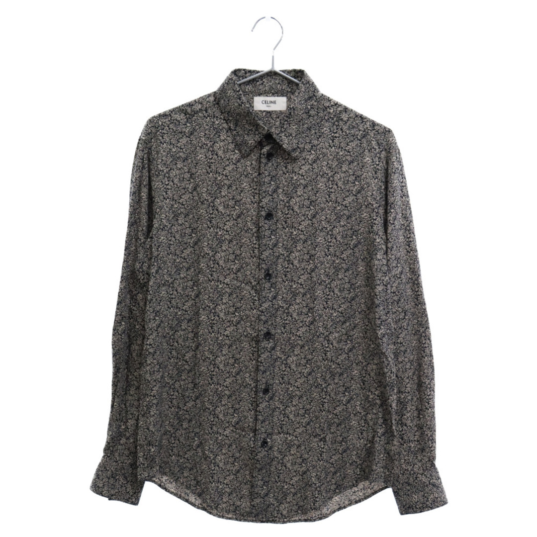 CELINE セリーヌ Viscose flower print long sleeve shirt ビスコースフラワープリントロングスリーブシャツ 長袖シャツ エディスリマン ブラック 2C028570K