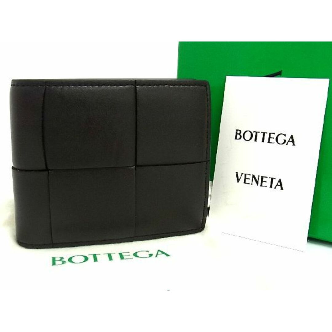 ■美品■ BOTTEGA VENETA ボッテガヴェネタ カセット レザー 二つ折り 財布 ウォレット 小銭入れ メンズ ダークブラウン系 AQ3578状態