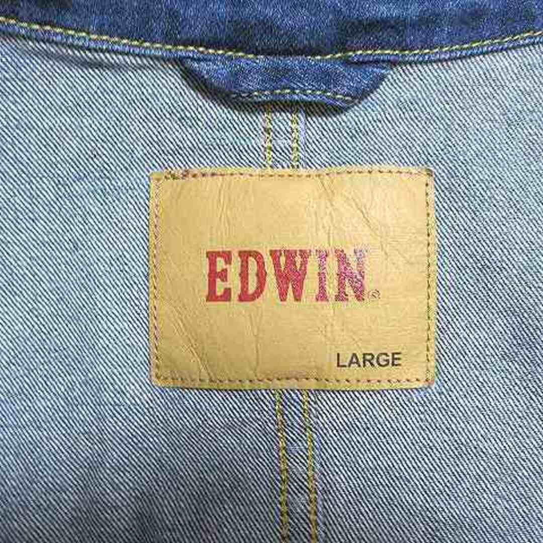 EDWIN - エドウィン デニム チェスターコート ロング カットオフ L 青