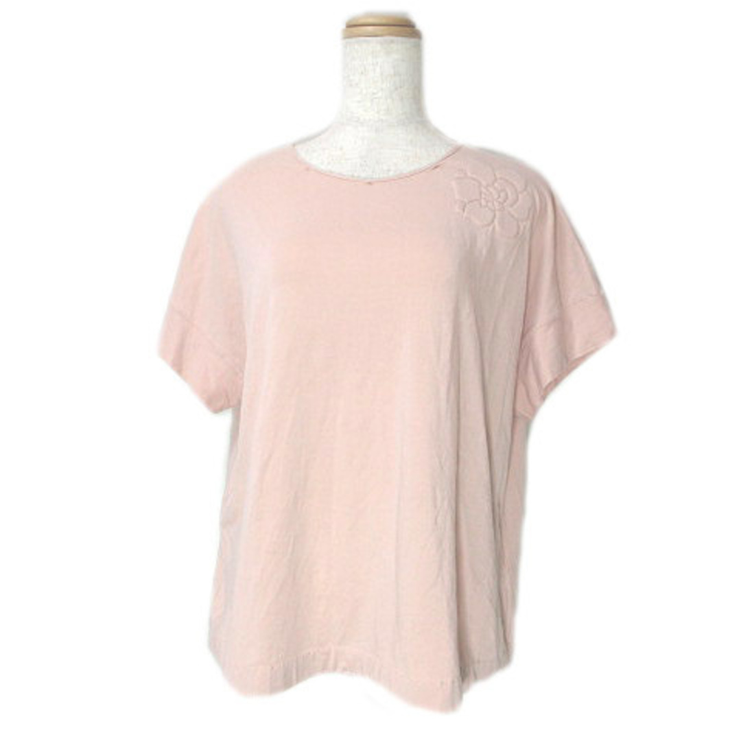 ブルネロクチネリ カットソー Tシャツ 半袖 フラワー刺繍 ピンク L■GY0954cmゆき丈