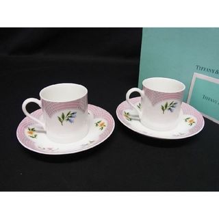 ティファニー(Tiffany & Co.)の■新品同様■ TIFFANY＆Co ティファニー ブーケットデミタスペア カップ＆ソーサー 食器 4点セット ホワイト系×ピンク系 BF2504(食器)