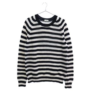 SAINT LAURENT PARIS サンローランパリ Border Knit Sweater ショルダーボタン ボーダーニット長袖セーター ブラック/ホワイト 588063 YAFQ2