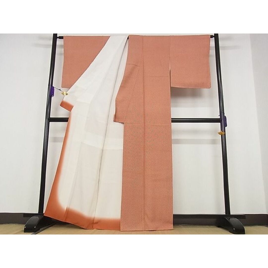 平和屋-こころ店■上質な小紋 丸文 着丈163cm 裄丈66cm 正絹 逸品 B-ag3827