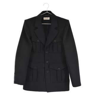 サンローラン(Saint Laurent)のSAINT LAURENT PARIS サンローランパリ 23SS Single Breasted Multi Pocket Jacket シングルブレステッドマルチポケットジャケット ブラック 731986 Y7E61(フライトジャケット)