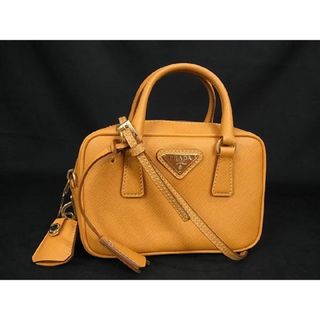 プラダ(PRADA)の■極美品■ PRADA プラダ サフィアーノレザー 2WAY クロスボディ ショルダー ハンドバッグ ミニバッグ レディース オレンジ系 AP8069 (トートバッグ)