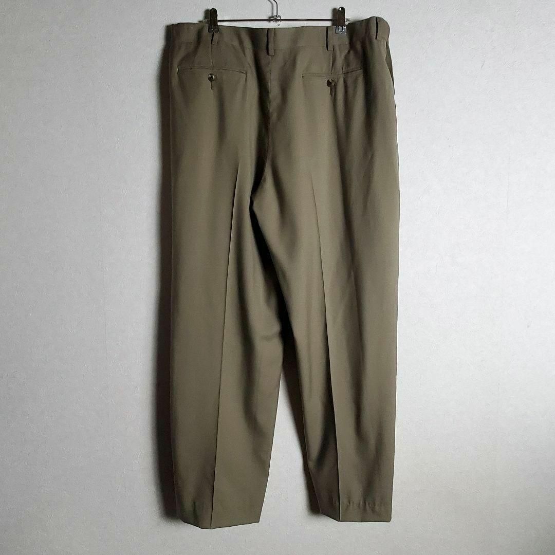 【スラックスパンツ ブラウン 茶 ワントーン センタープレス W38 古着】