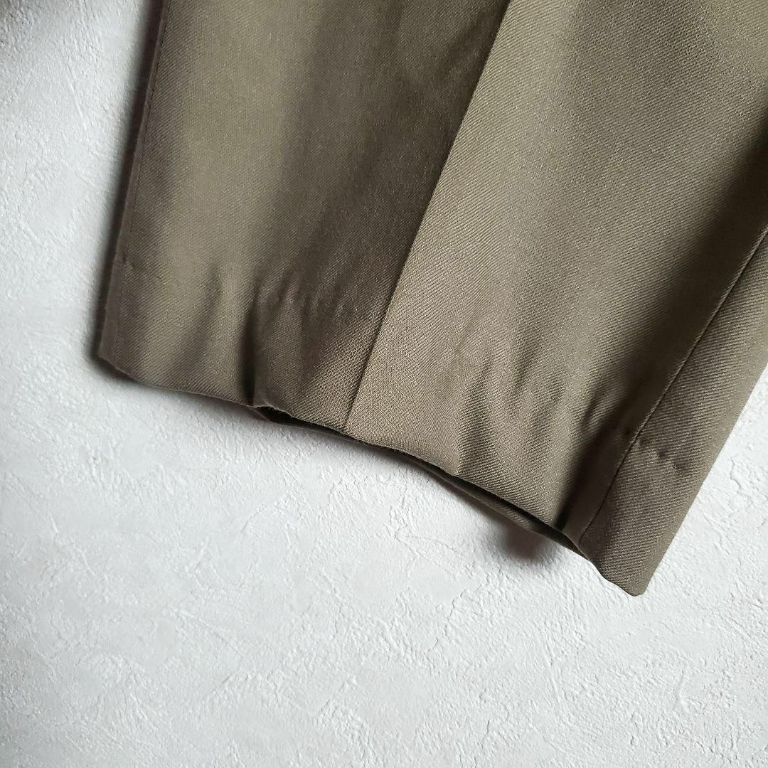 【スラックスパンツ ブラウン 茶 ワントーン センタープレス W38 古着】