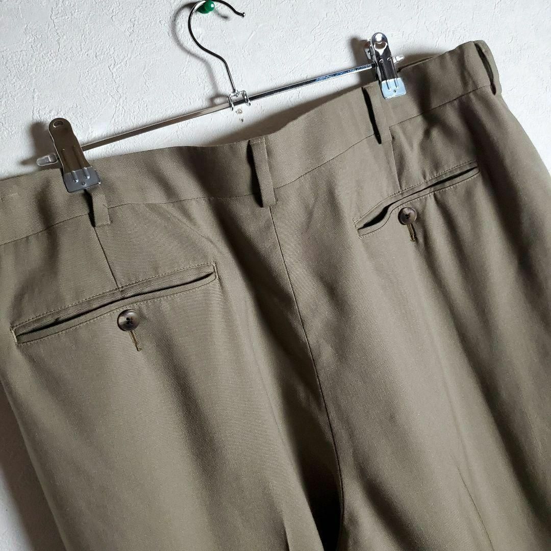 【スラックスパンツ ブラウン 茶 ワントーン センタープレス W38 古着】