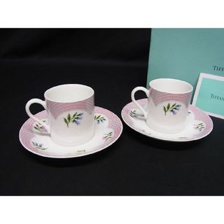 ティファニー(Tiffany & Co.)の■新品同様■ TIFFANY＆Co ティファニー ブーケットデミタスペア カップ＆ソーサー 食器 4点セット ホワイト系×ピンク系 BF2505(食器)