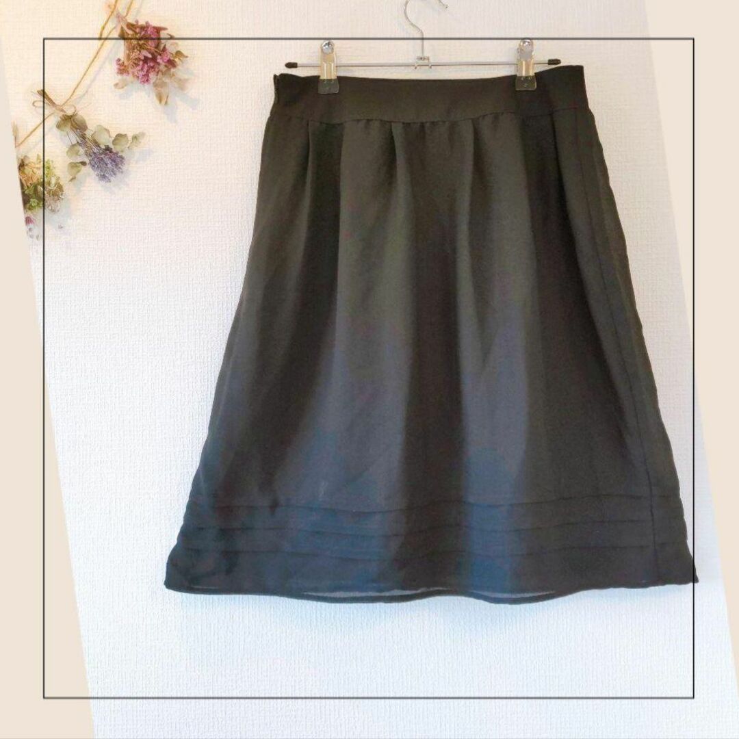 クロスプラス／64-91／シースルー膝丈スカート　フェミニンオフィスファッション レディースのスカート(ひざ丈スカート)の商品写真