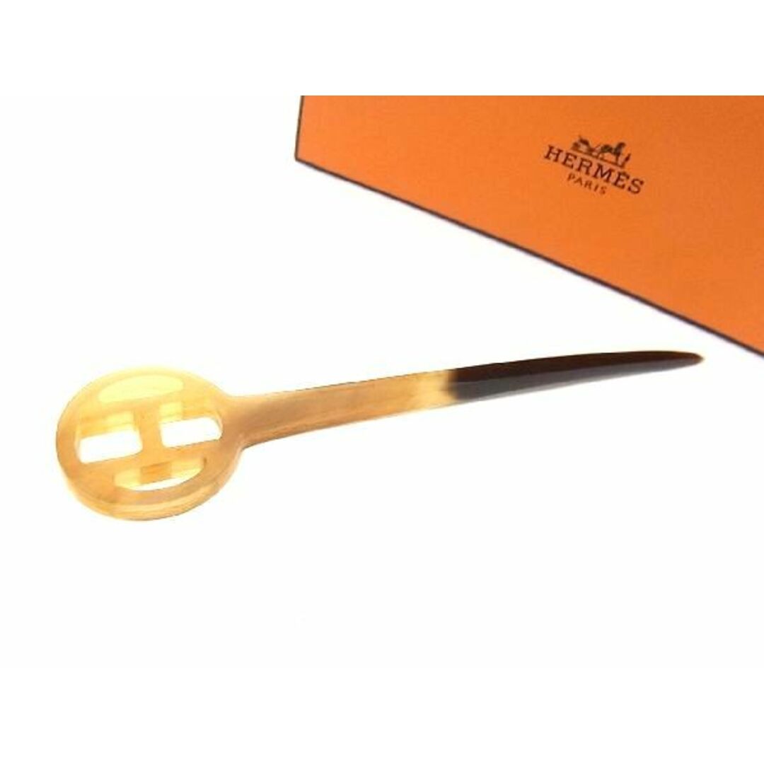 美品 HERMES エルメス かんざし 髪飾り バッファローホーン ヘアアクセ-