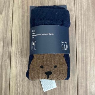 ベビーギャップ(babyGAP)の新品未使用　baby GAP  くまさんタイツ　ネイビー　2-3years(靴下/タイツ)