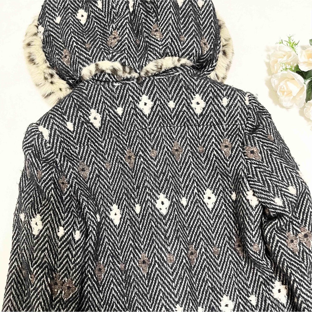 美品】Rene 2way ダッフルコート キルティング ファー ヘリンボーン-