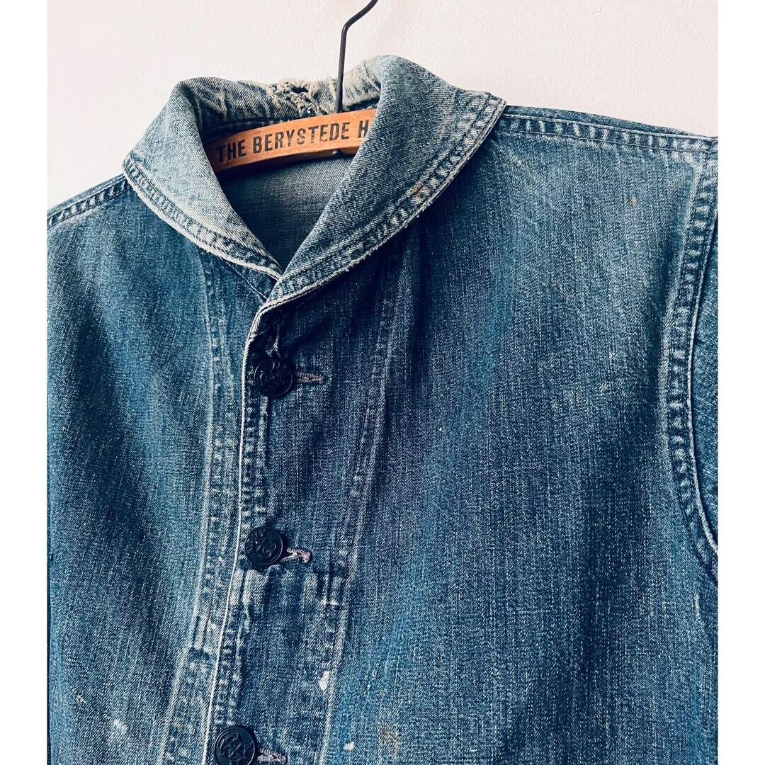 1940年代 US ネイビー ショールカラー デニム ジャケット