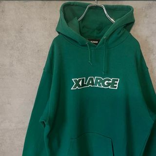 XLARGE - 【人気グリーン、ビッグ刺繍ロゴ◎】X-LARGEパーカー古着