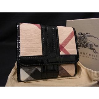 バーバリー(BURBERRY)の■極美品■ BURBERRY バーバリー PVC チェック柄 二つ折り 財布 ウォレット レディース メンズ ベージュ系×ブラック系 AQ3676 (財布)