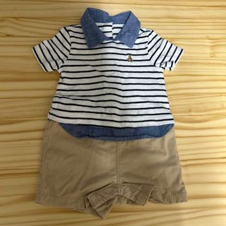 ベビーギャップ(babyGAP)のbabyGAP ボーダーロンパース　3-6months(ロンパース)