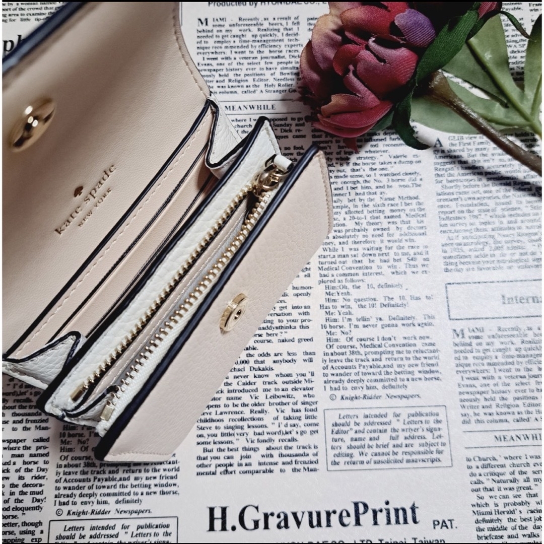 Kate Spade レディース ホワイト ベージュ 二つ折り財布 箱付き