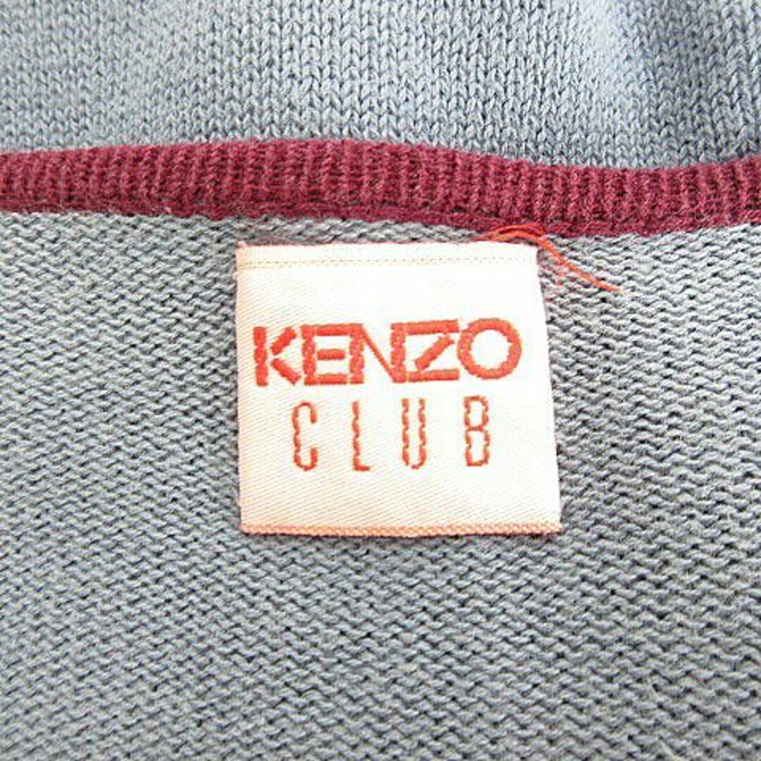 KENZO(ケンゾー)のケンゾー CLUB ニット カーディガン 長袖 コットン 刺繍 38 青 紫 レディースのトップス(カーディガン)の商品写真