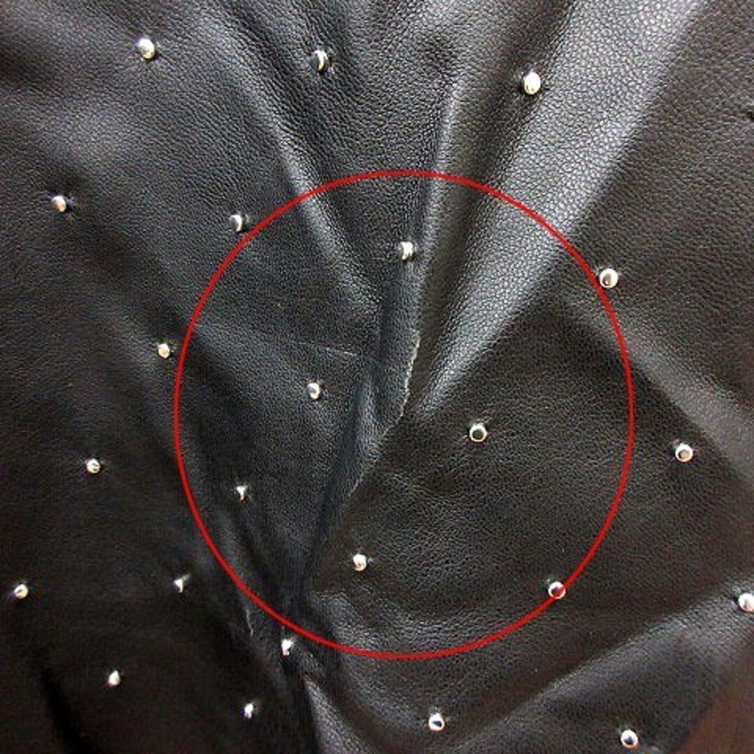 ZARA(ザラ)のザラ ニット セーター ドット 半袖 スタッズ 切替 フェイクレザー S 黒 レディースのトップス(ニット/セーター)の商品写真