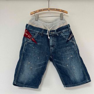 デニムダンガリー(DENIM DUNGAREE)の★新品★デニムダンガリー/ペンキ汚しペナント ワッペン　ハーフパンツ/140cm(パンツ/スパッツ)