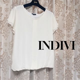 インディヴィ(INDIVI)のINDIVI バック レース デザイン シフォン とろみ 洗える ブラウス 無地(シャツ/ブラウス(半袖/袖なし))