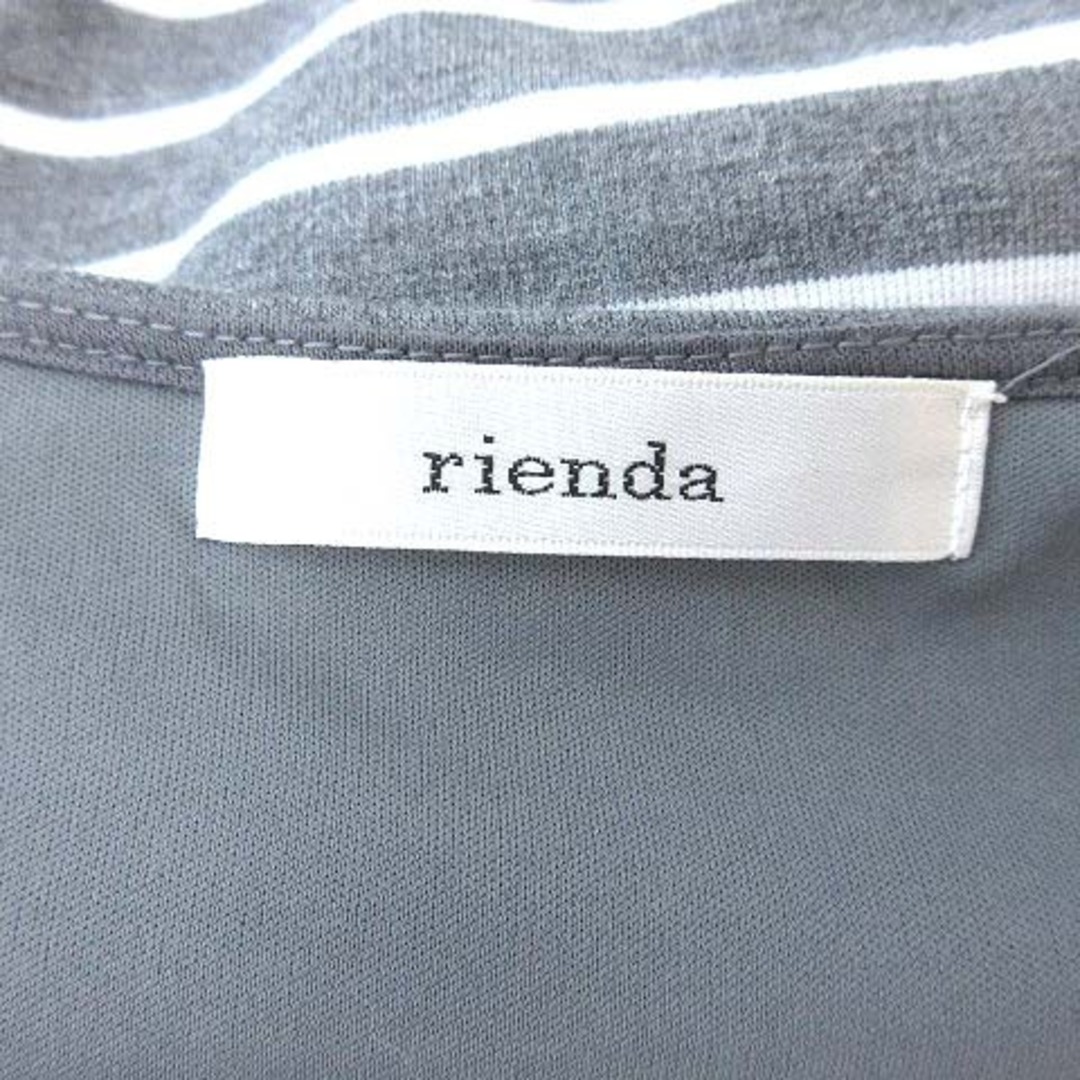 rienda(リエンダ)のリエンダ ワンピース ひざ丈 長袖 カットソー ボーダー F グレー レディースのワンピース(ひざ丈ワンピース)の商品写真