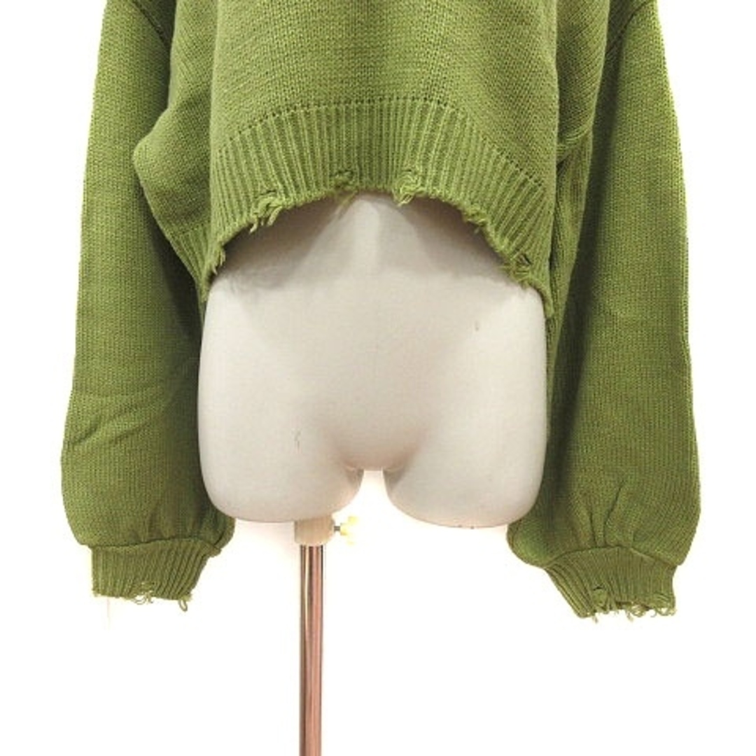 WEGO(ウィゴー)のウィゴー WEGO ニット セーター ショート 長袖 F 緑 グリーン ■MO レディースのトップス(ニット/セーター)の商品写真
