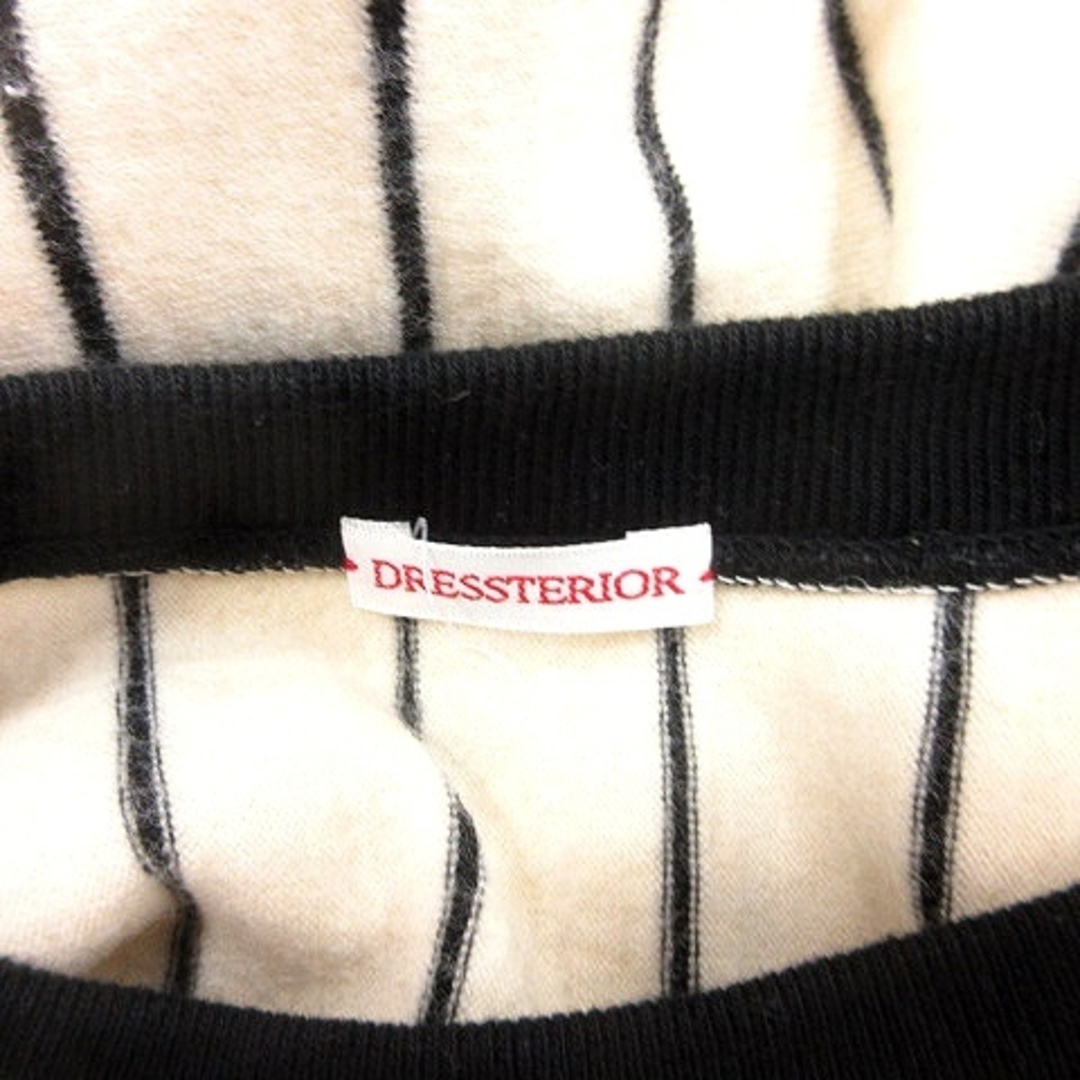 DRESSTERIOR(ドレステリア)のドレステリア ニットカットソー クルーネック ストライプ 長袖 白 ■MO レディースのトップス(ニット/セーター)の商品写真