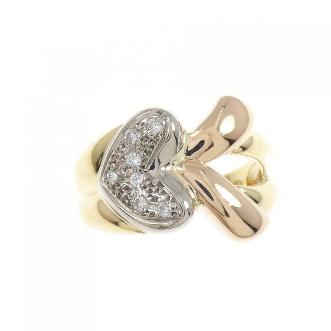 K18スリーカラー ハート ダイヤモンド リング 0.08CT レディースのアクセサリー(リング(指輪))の商品写真