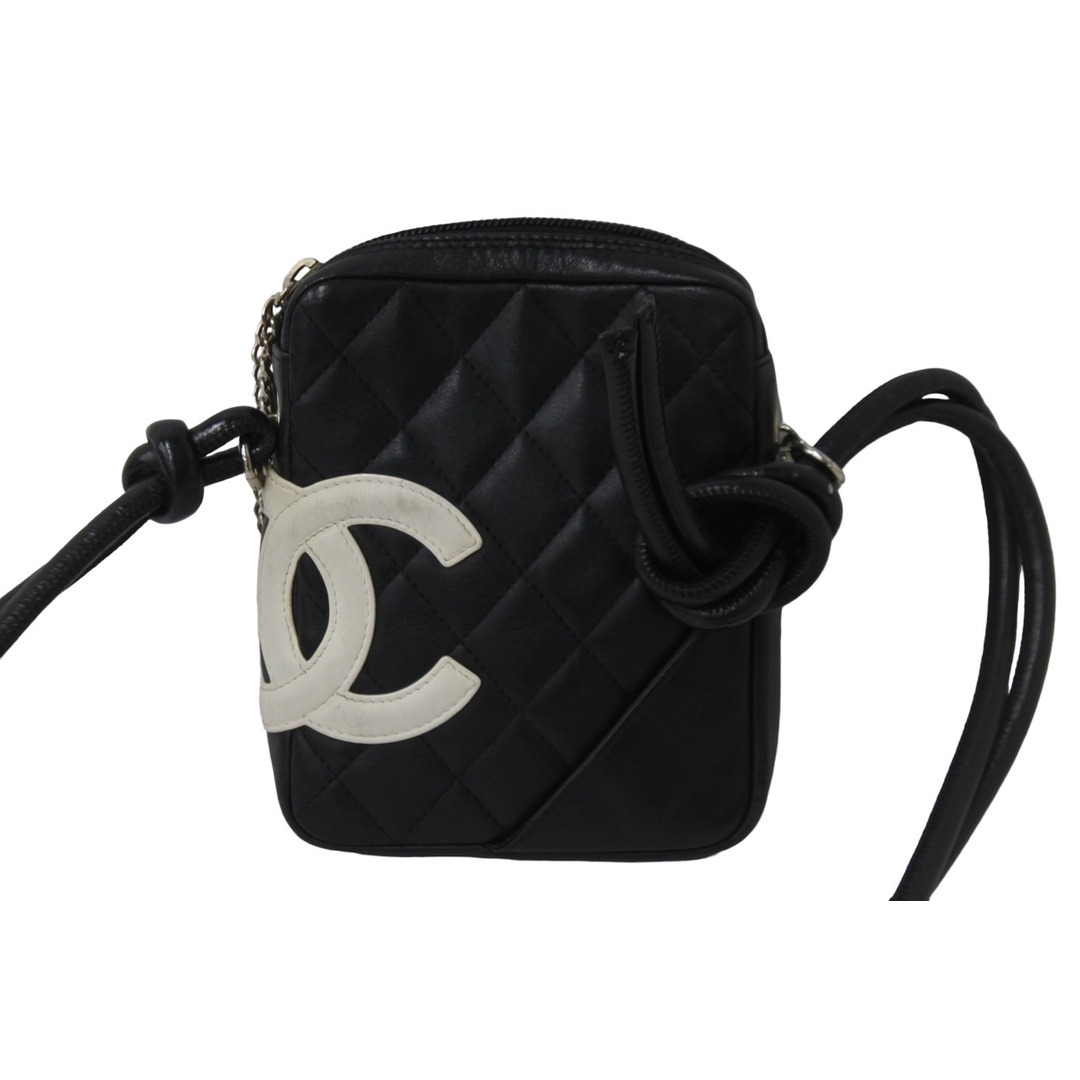 CHANEL(シャネル)のCHANEL シャネル ポシェット ミニ ショルダーバッグ カンボンライン ココマーク８番代 ブラック ホワイト 良品 中古 55166 レディースのバッグ(ハンドバッグ)の商品写真