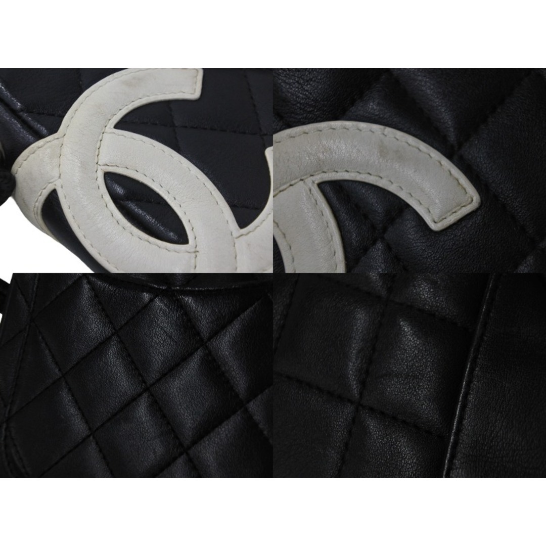 CHANEL(シャネル)のCHANEL シャネル ポシェット ミニ ショルダーバッグ カンボンライン ココマーク８番代 ブラック ホワイト 良品 中古 55166 レディースのバッグ(ハンドバッグ)の商品写真