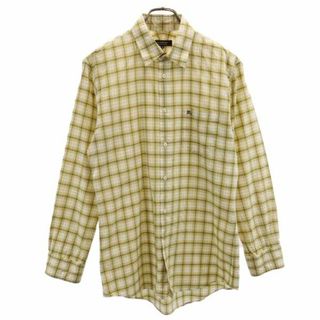 バーバリーブラックレーベル(BURBERRY BLACK LABEL)のバーバリーブラックレーベル 日本製 三陽商会 チェック 長袖 シャツ 40 イエロー系 BURBERRY BLACK LABEL ロゴ メンズ 【中古】  【230930】 メール便可(シャツ)