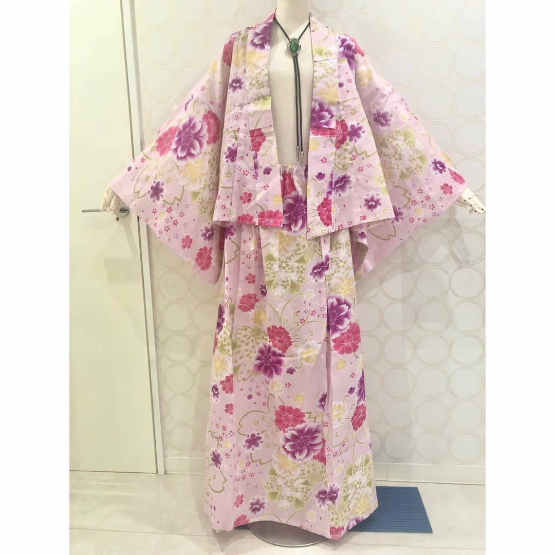 浴衣リメイク 桜 セパレートワンピース - ロングワンピース/マキシ