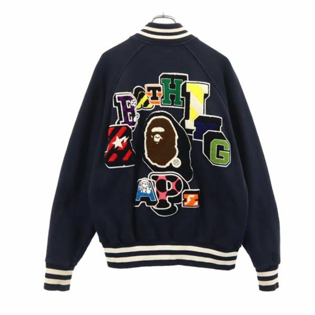 【美品】A BATHING APE アベイシングエイプ ネイビー ビックロゴ M